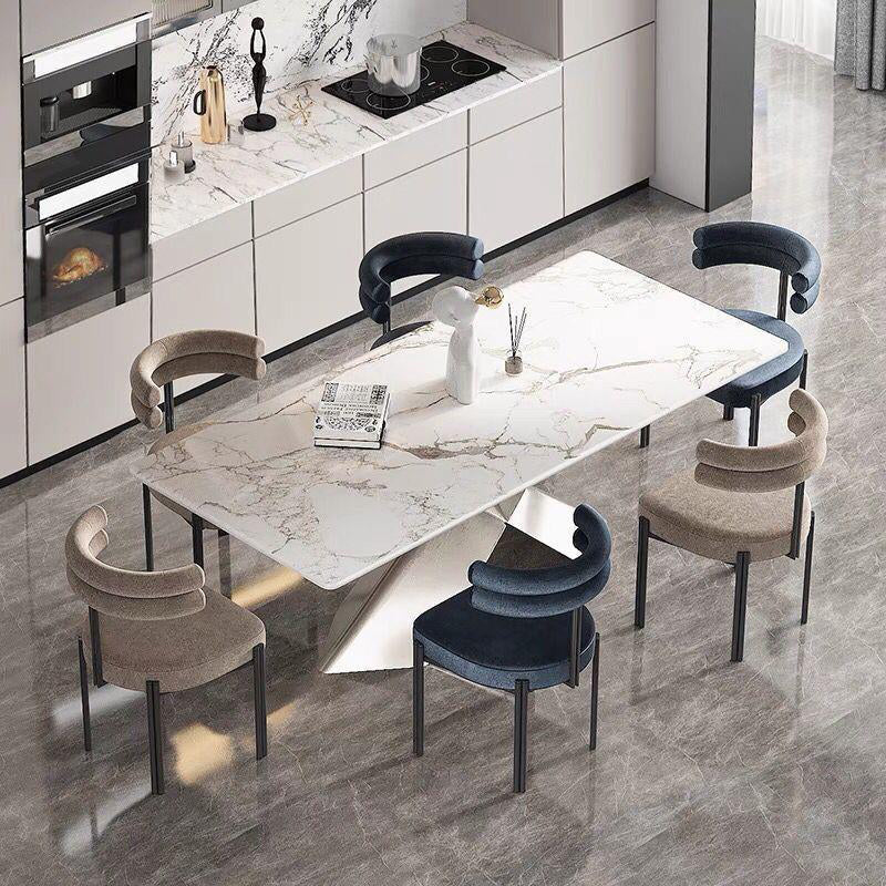 Contemporary Velvet Armless Side Chair Matte Finish Open Back Dining Chair