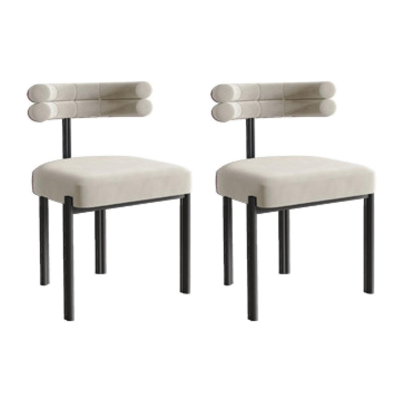 Contemporary Velvet Armless Side Chair Matte Finish Open Back Dining Chair