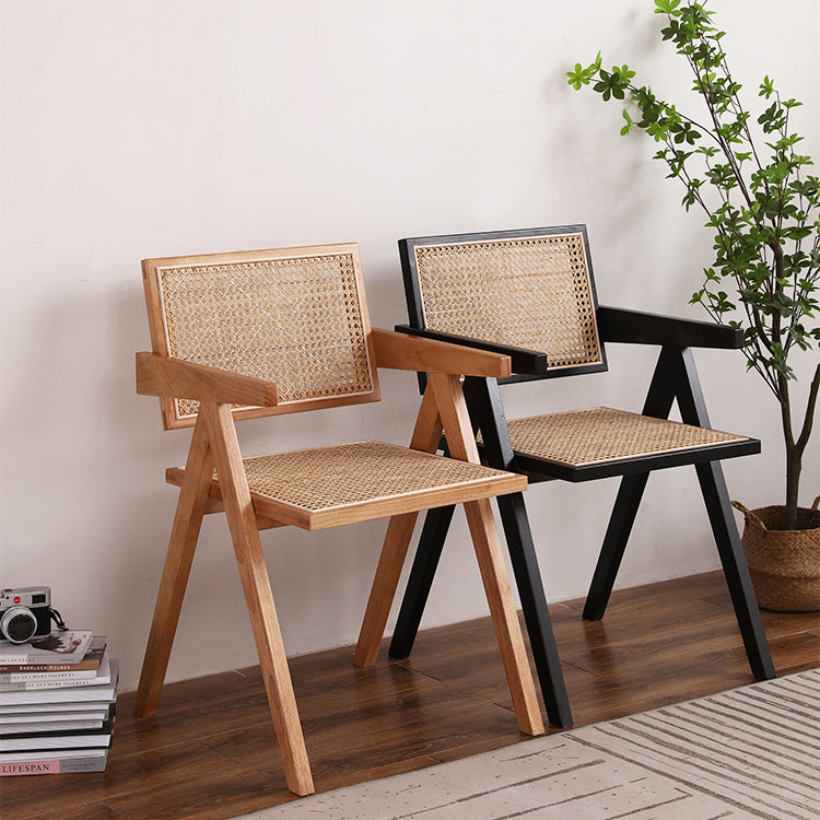 Chaise de salle à manger en bois moderne, bras de chaise en rotin pour utilisation au Restaurant