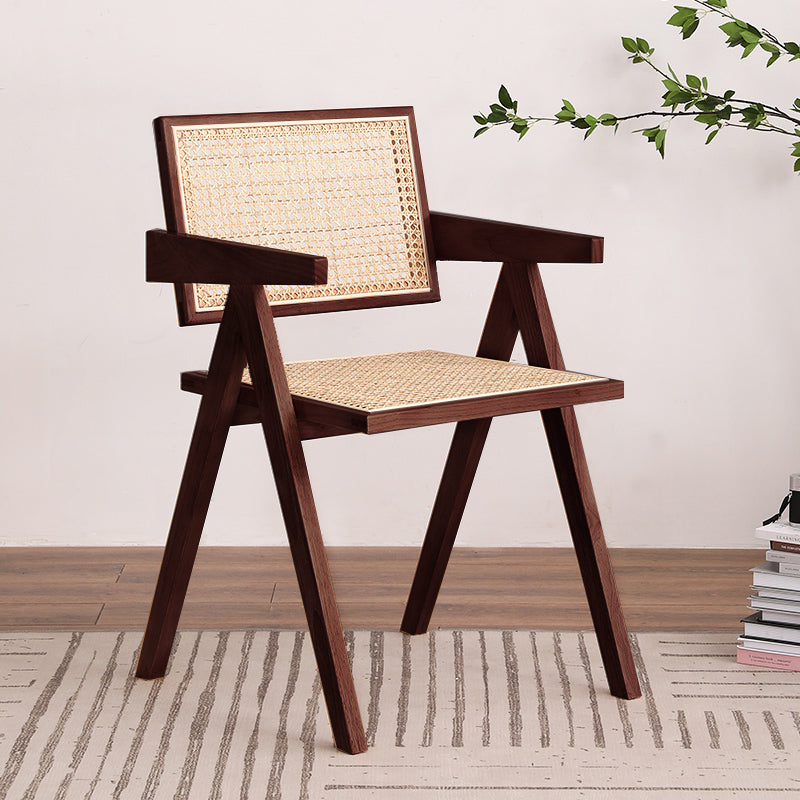 Chaise de salle à manger en bois moderne, bras de chaise en rotin pour utilisation au Restaurant