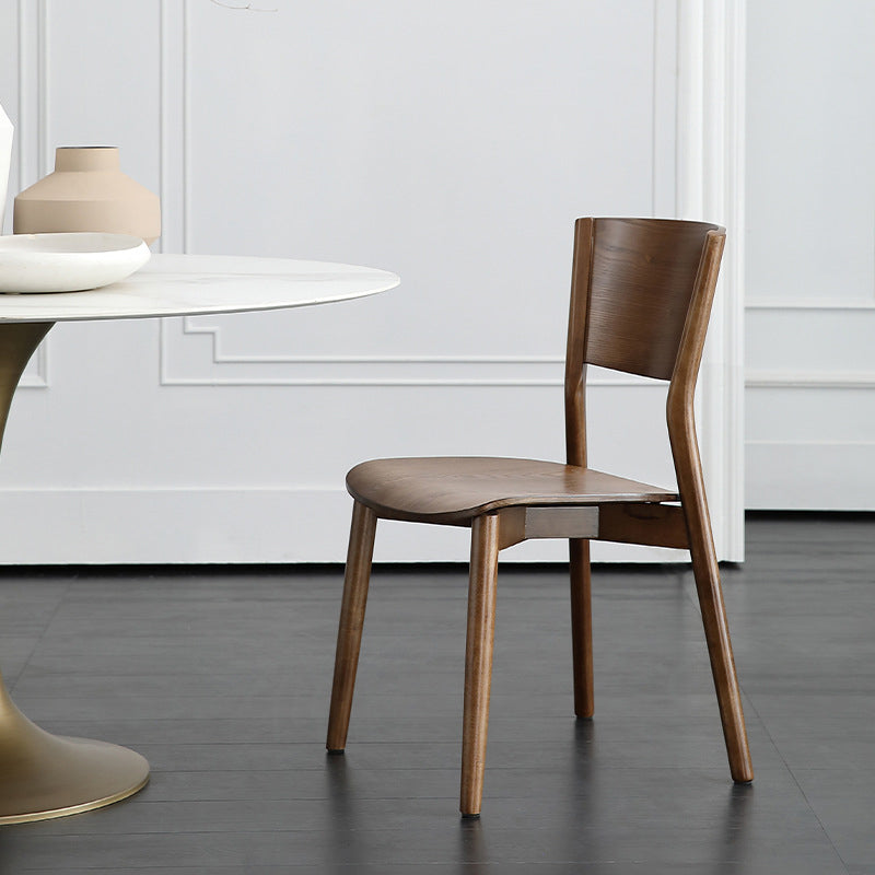 Contemporary Wood Dining Room Chair Armless Open Back Dining Side Chair