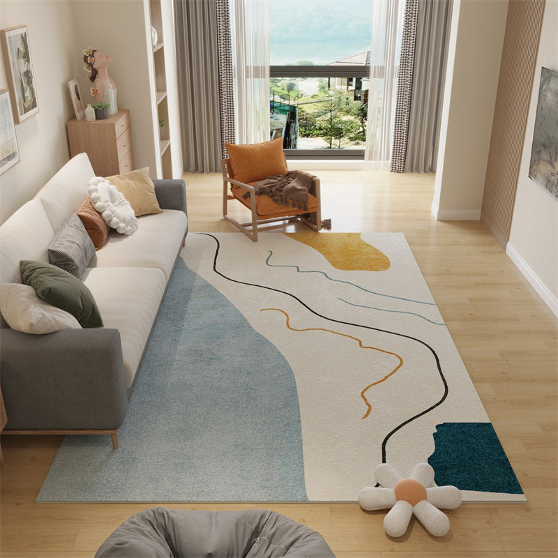 White Nordic Carpet Polyester Graphic Carpet Stain Resistant Carpet for Living Room