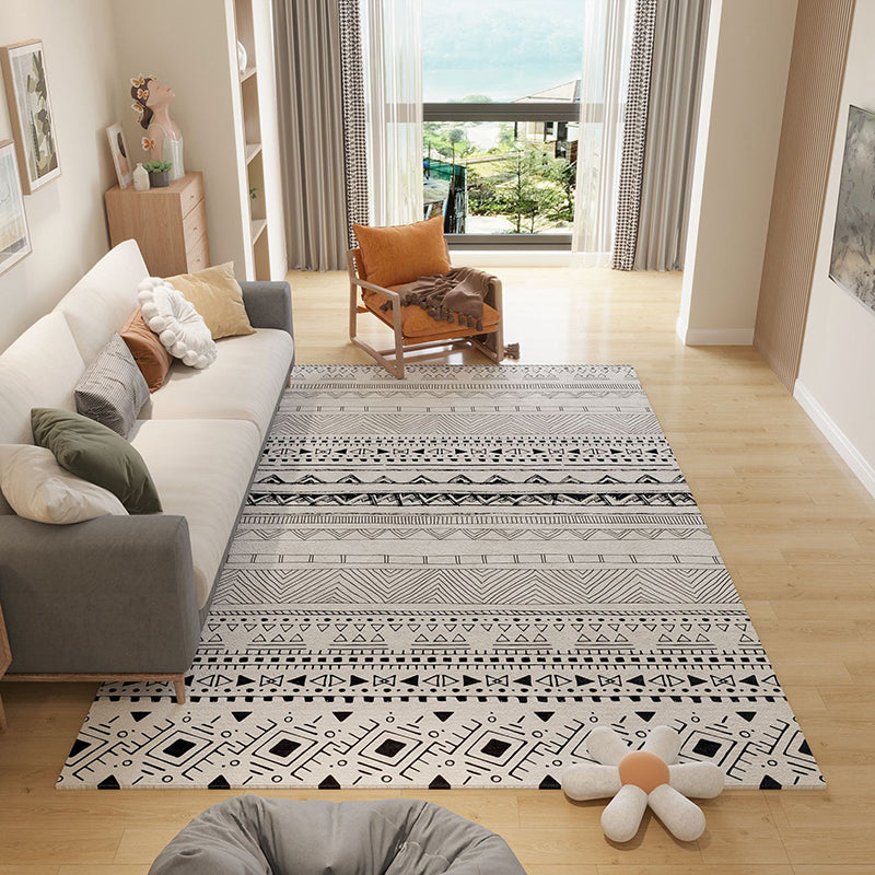 White Nordic Carpet Polyester Graphic Carpet Stain Resistant Carpet for Living Room