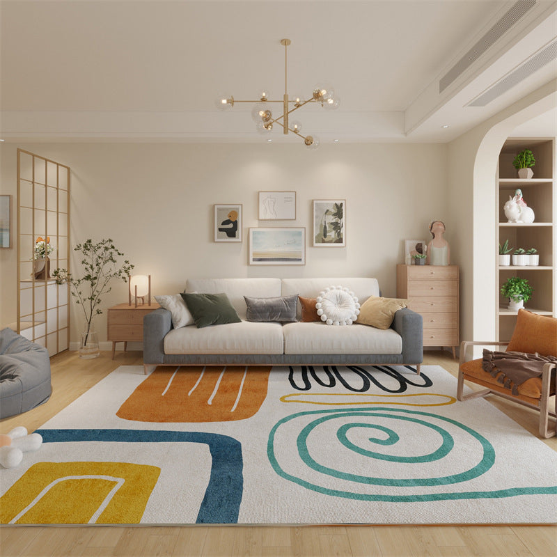 White Nordic Carpet Polyester Graphic Carpet Stain Resistant Carpet for Living Room