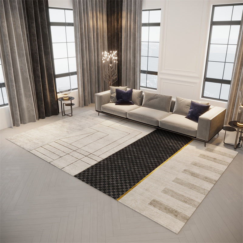 White Nordic Carpet Polyester Graphic Carpet Stain Resistant Carpet for Living Room