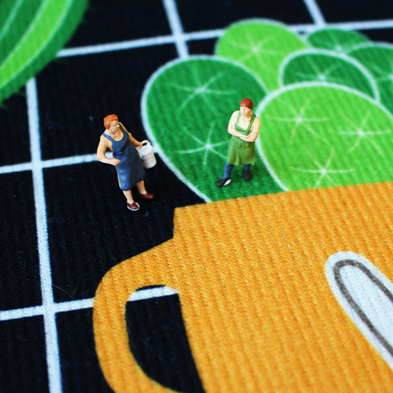 White Geometric Print Rug Polyester Simple Rug Washable Rug for Drawing Room