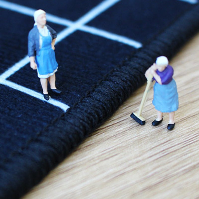 White Geometric Print Rug Polyester Simple Rug Washable Rug for Drawing Room