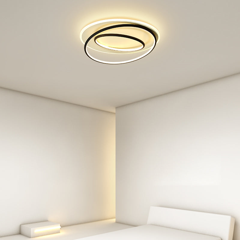 Modern Flush Mount Light Geometry Line Silicone Shade LED Ceiling Light for Bedroom