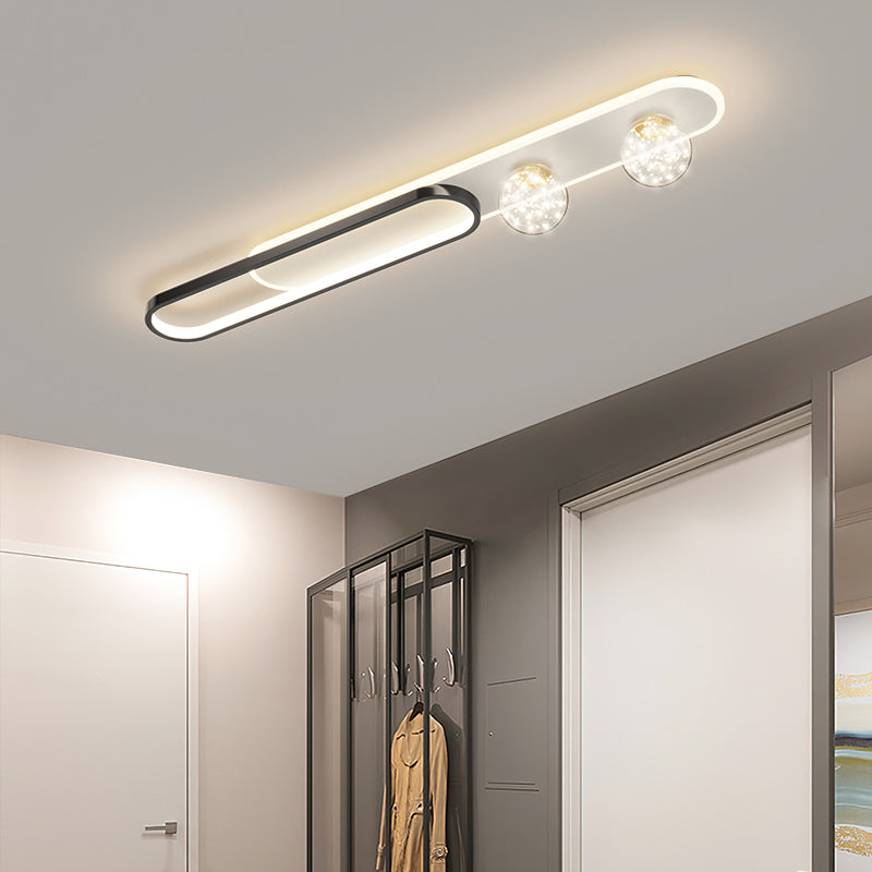 Nordic Style Oblong Close to Ceiling Lamp Metal LED Bedroom Ceiling Fixture