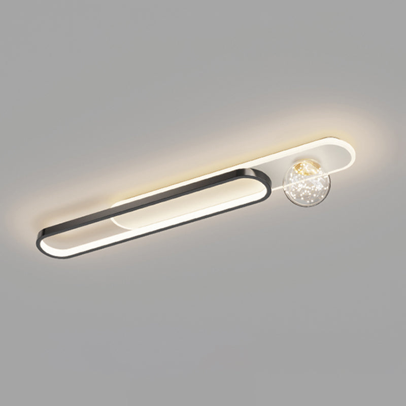 Nordic Style Oblong Close to Ceiling Lamp Metal LED Bedroom Ceiling Fixture