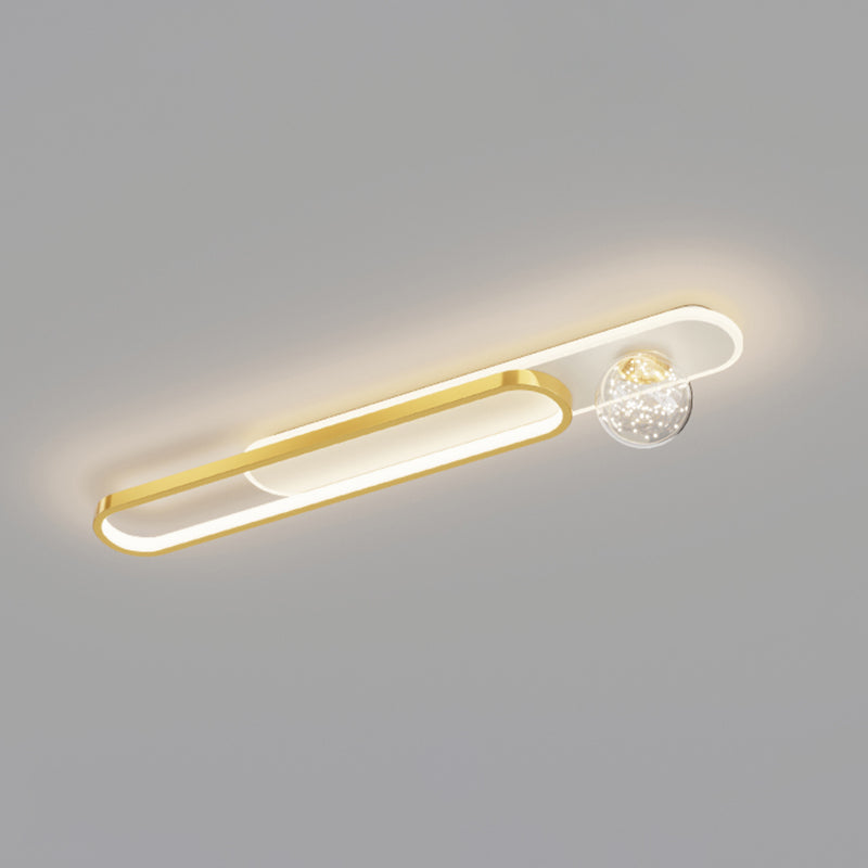 Nordic Style Oblong Close to Ceiling Lamp Metal LED Bedroom Ceiling Fixture
