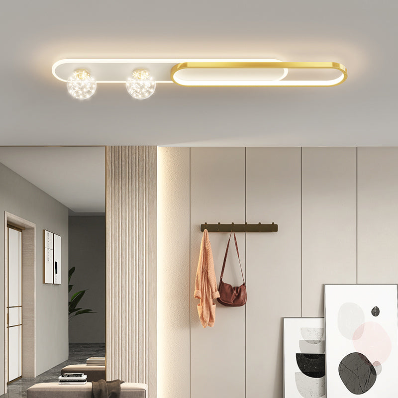 Nordic Style Oblong Close to Ceiling Lamp Metal LED Bedroom Ceiling Fixture