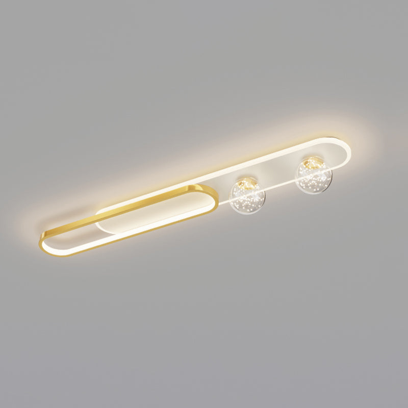 Nordic Style Oblong Close to Ceiling Lamp Metal LED Bedroom Ceiling Fixture