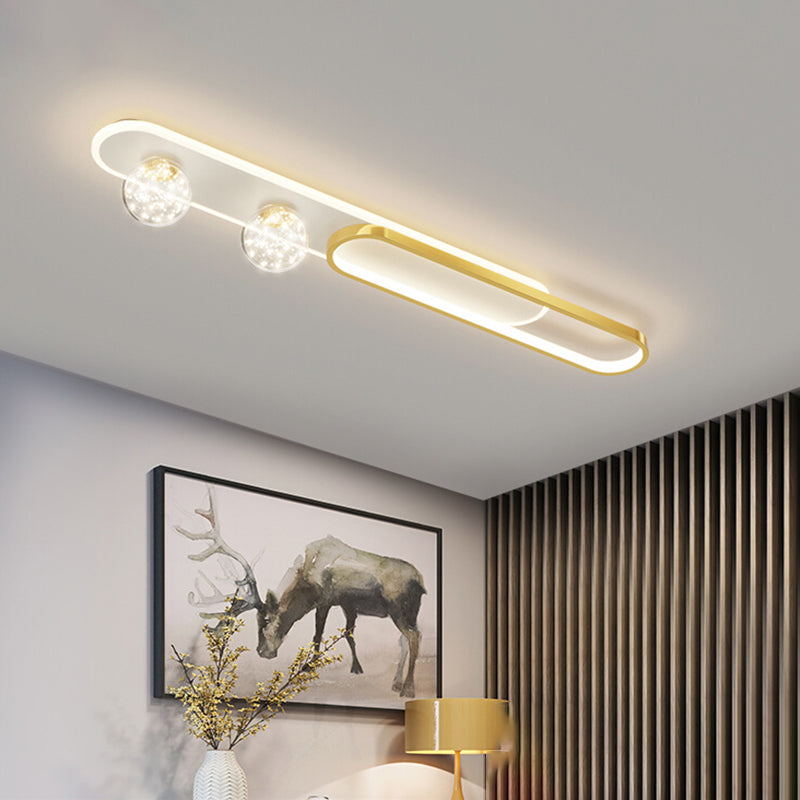 Nordic Style Oblong Close to Ceiling Lamp Metal LED Bedroom Ceiling Fixture