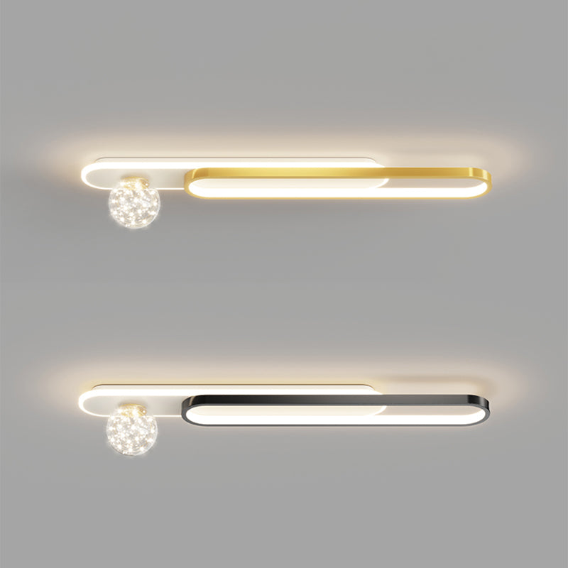 Nordic Style Oblong Close to Ceiling Lamp Metal LED Bedroom Ceiling Fixture