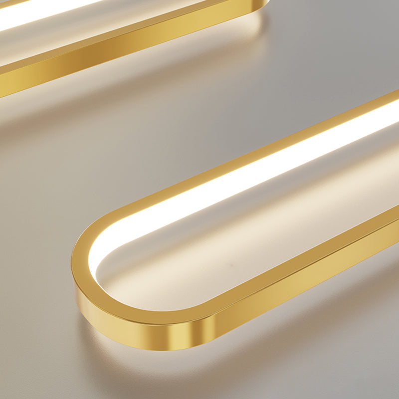 Nordic Style Oblong Close to Ceiling Lamp Metal LED Bedroom Ceiling Fixture
