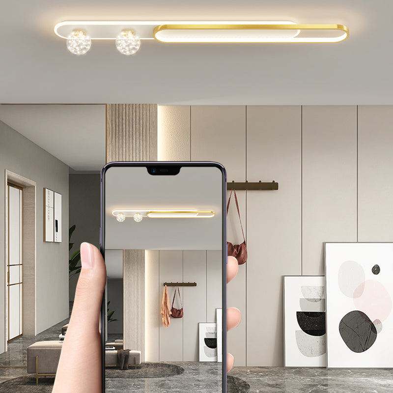 Nordic Style Oblong Close to Ceiling Lamp Metal LED Bedroom Ceiling Fixture