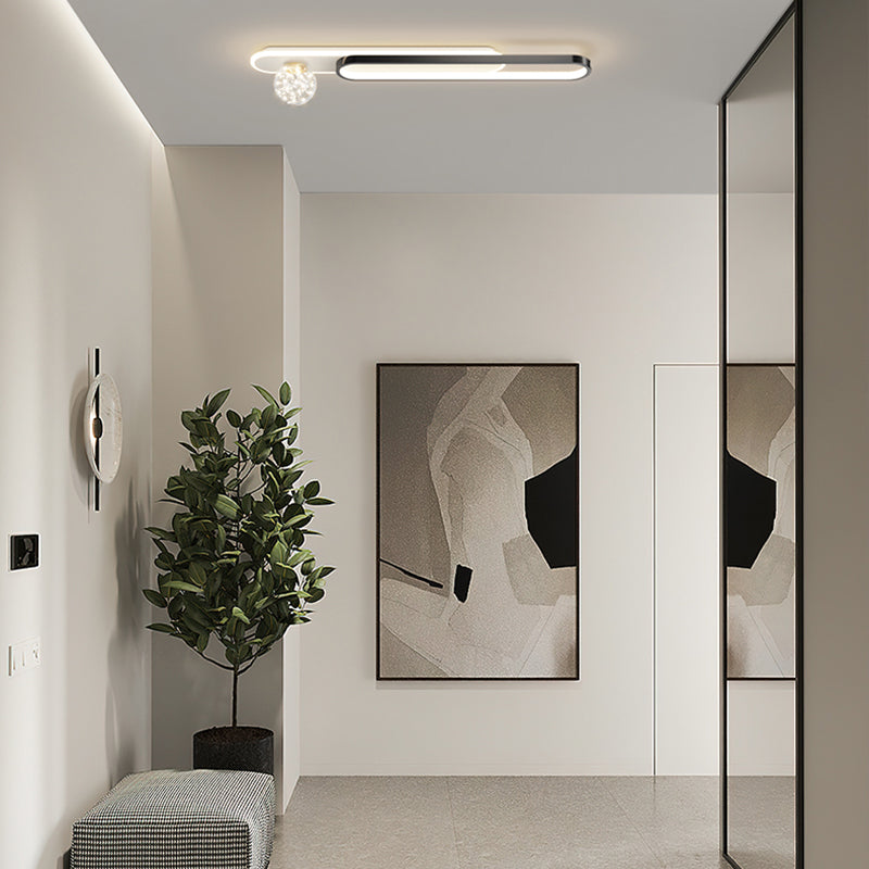 Nordic Style Oblong Close to Ceiling Lamp Metal LED Bedroom Ceiling Fixture