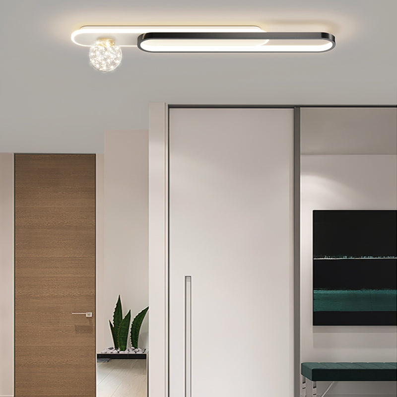 Nordic Style Oblong Close to Ceiling Lamp Metal LED Bedroom Ceiling Fixture