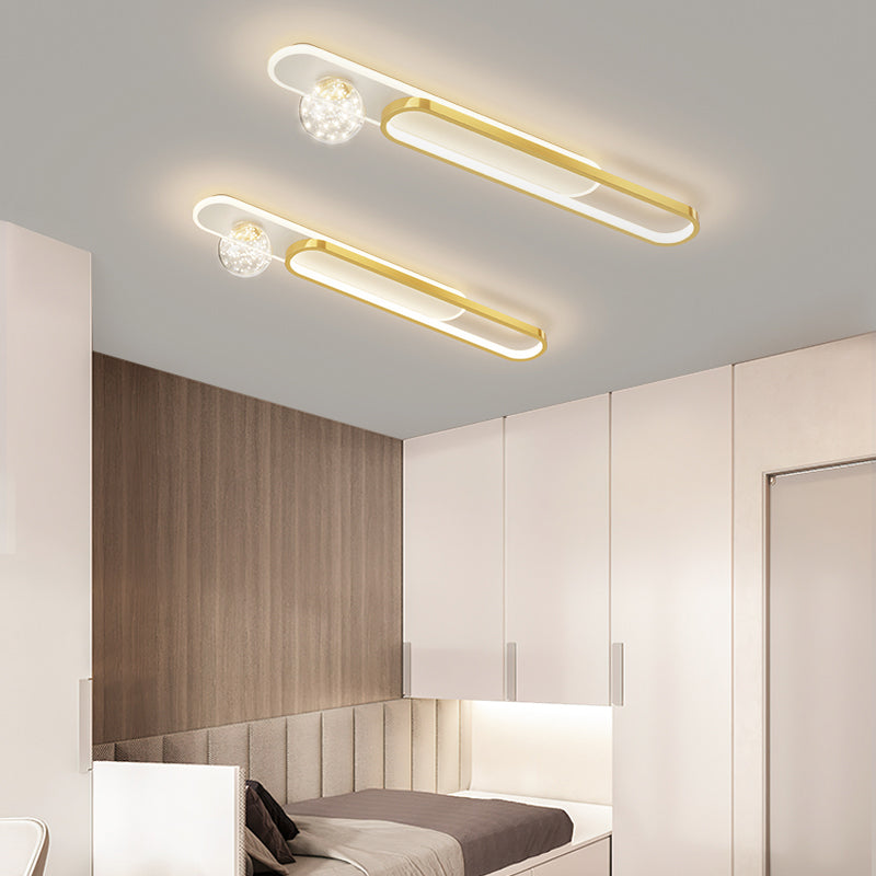 Nordic Style Oblong Close to Ceiling Lamp Metal LED Bedroom Ceiling Fixture