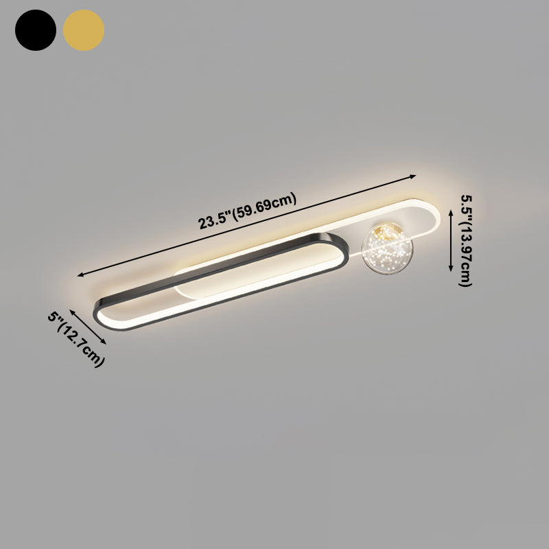 Nordic Style Oblong Close to Ceiling Lamp Metal LED Bedroom Ceiling Fixture
