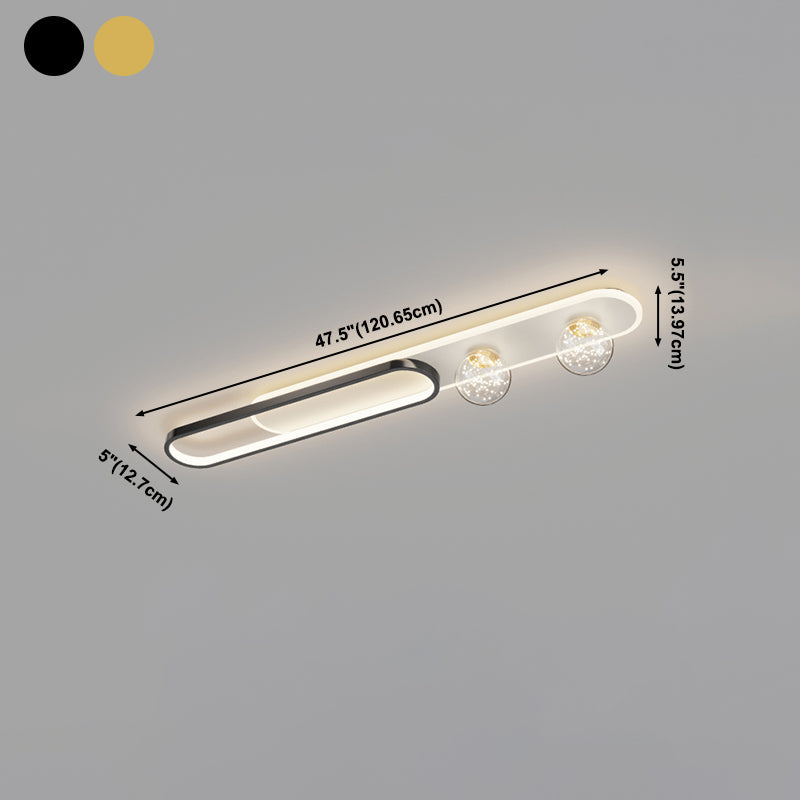 Nordic Style Oblong Close to Ceiling Lamp Metal LED Bedroom Ceiling Fixture