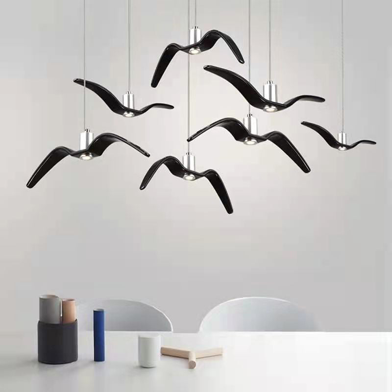 Nordic Artistic Seagull Pendant lampe à manger résine LED Hanging Light Kit