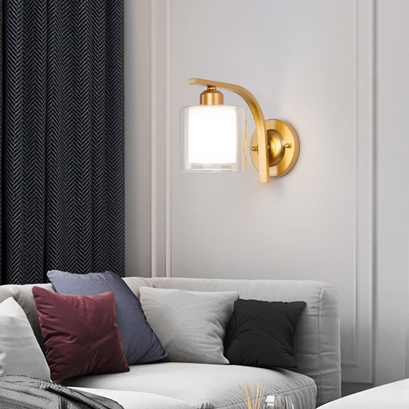Zeitgenössische klare Glas Wandleuchte 1 Kopfmetallwandlicht für Wohnzimmer