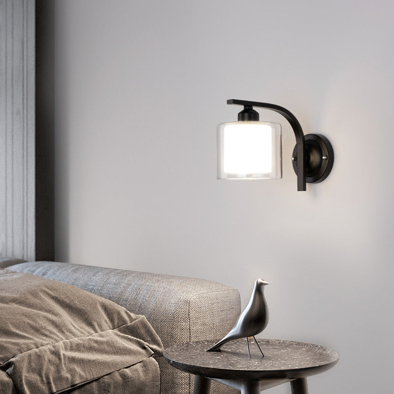 Zeitgenössische klare Glas Wandleuchte 1 Kopfmetallwandlicht für Wohnzimmer