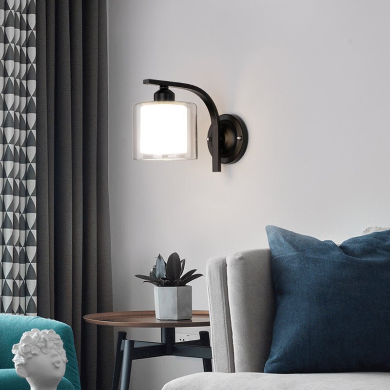 Zeitgenössische klare Glas Wandleuchte 1 Kopfmetallwandlicht für Wohnzimmer