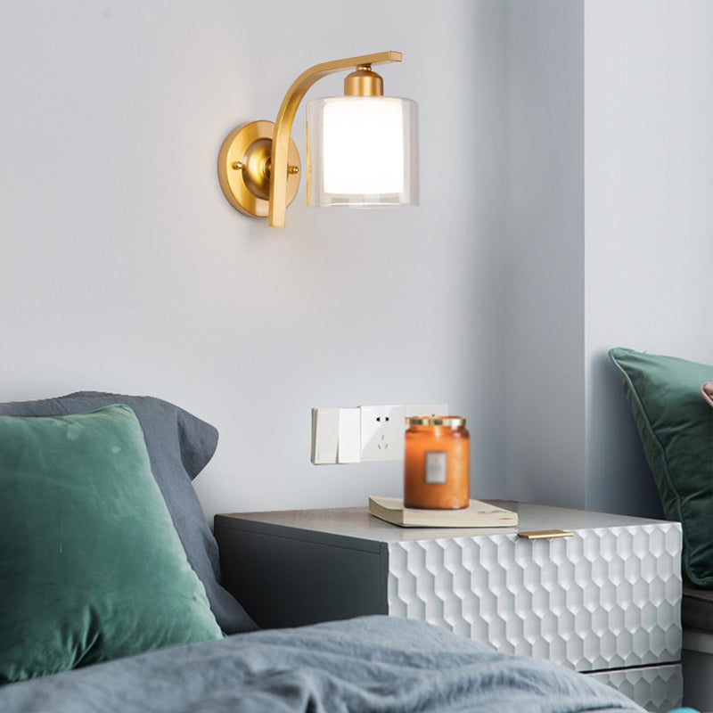 Zeitgenössische klare Glas Wandleuchte 1 Kopfmetallwandlicht für Wohnzimmer