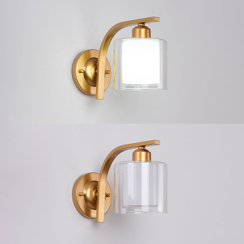 Zeitgenössische klare Glas Wandleuchte 1 Kopfmetallwandlicht für Wohnzimmer