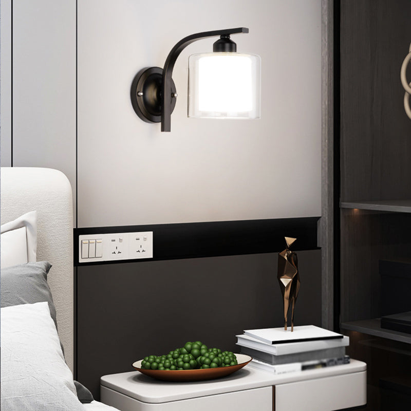 Zeitgenössische klare Glas Wandleuchte 1 Kopfmetallwandlicht für Wohnzimmer