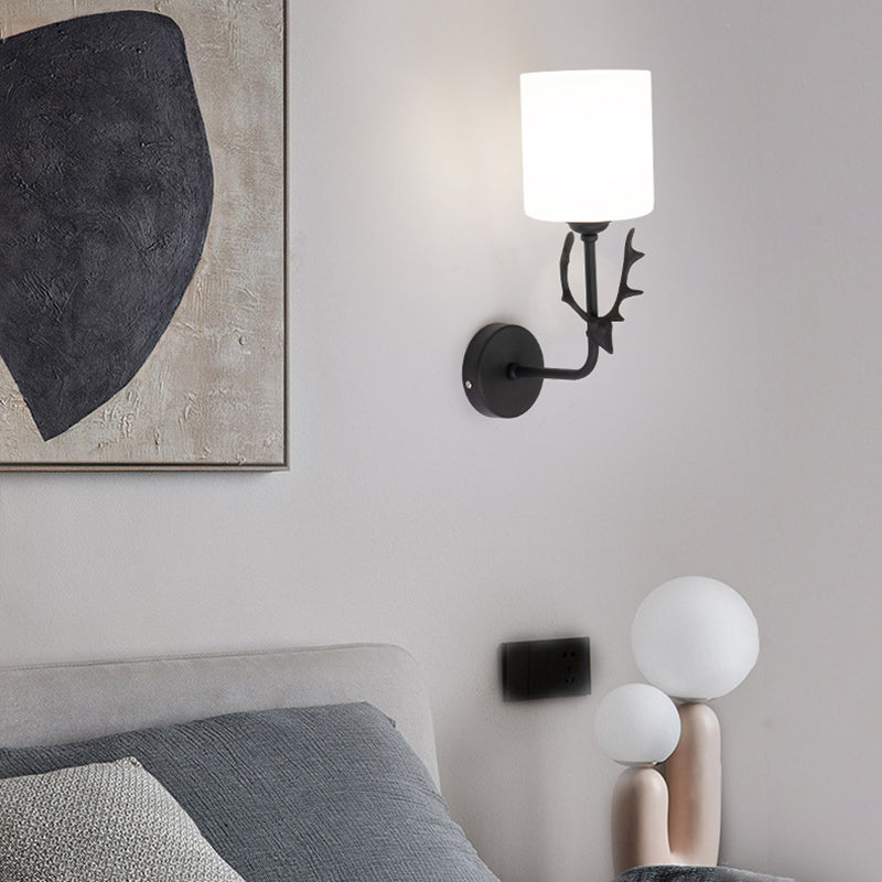 Lámpara de luz cilíndrica de vidrio de estilo simple lámpara de pared de una cabeza para dormitorio