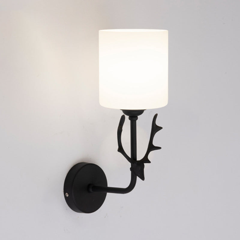 Lámpara de luz cilíndrica de vidrio de estilo simple lámpara de pared de una cabeza para dormitorio