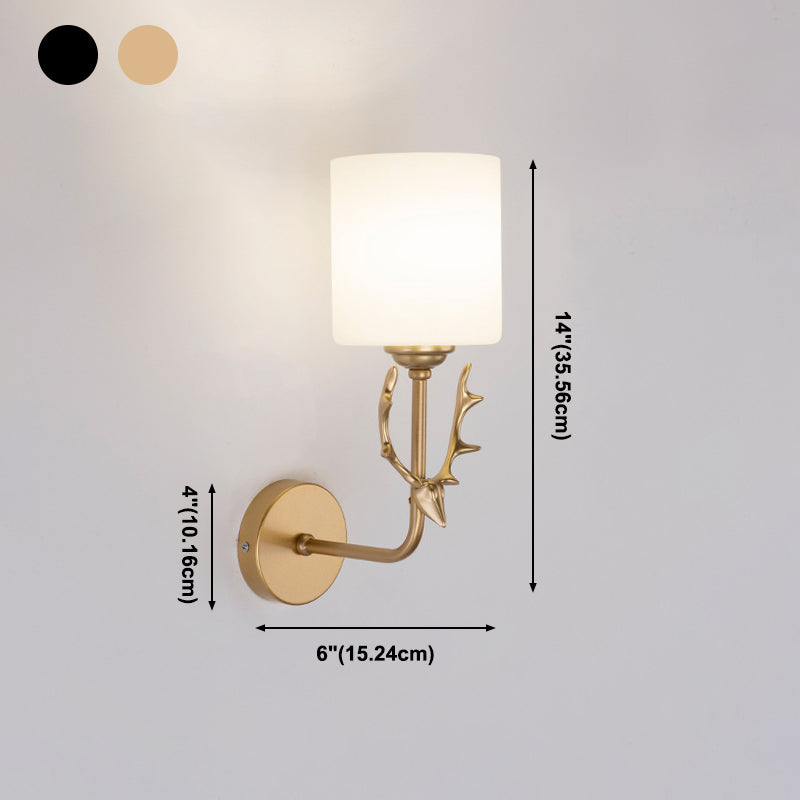 Lámpara de luz cilíndrica de vidrio de estilo simple lámpara de pared de una cabeza para dormitorio