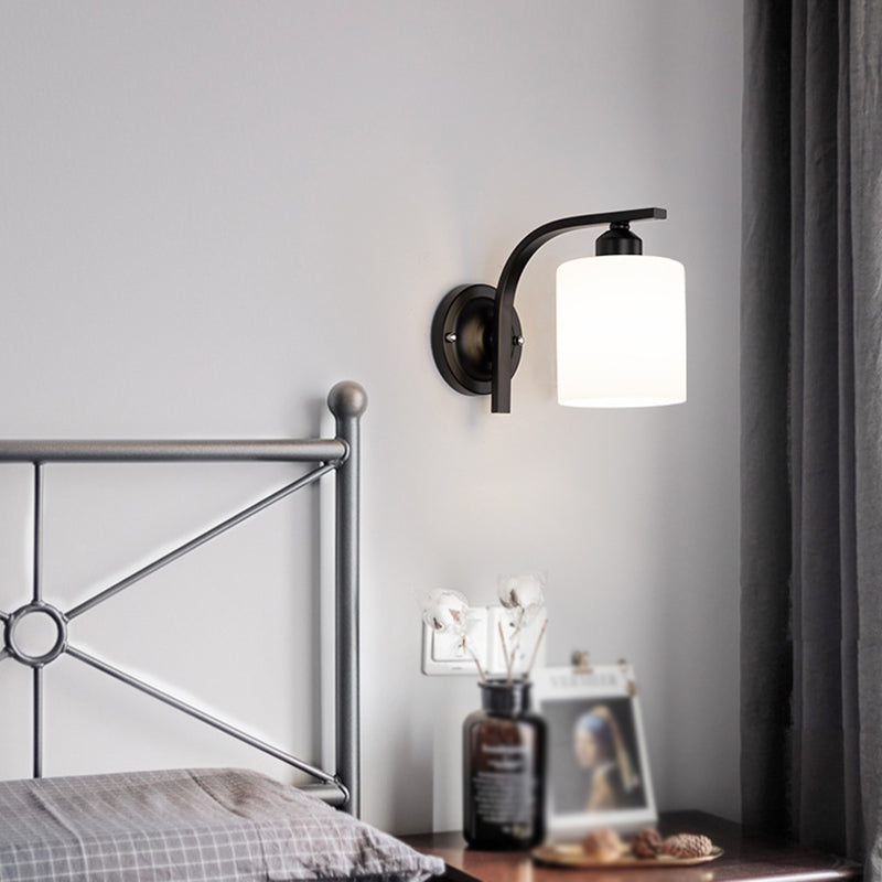 Nordic Style White Glass Sconce Light Fixtures One Head Wall Lamp for Bedroom