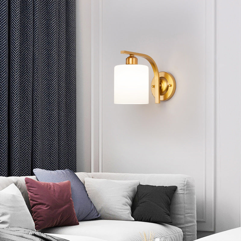 Nordic Style White Glass Sconce Light Fixtures One Head Wall Lamp for Bedroom