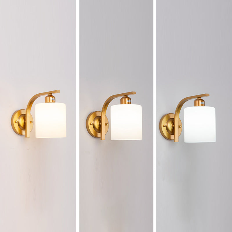 Nordic Style White Glass Sconce Light Fixtures One Head Wall Lamp for Bedroom