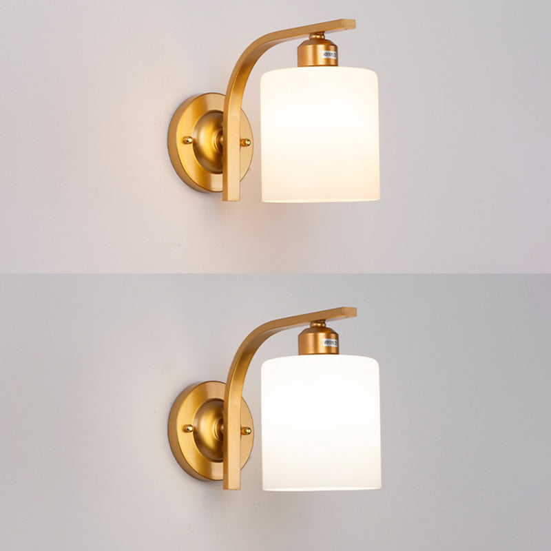 Nordic Style White Glass Sconce Light Fixtures One Head Wall Lamp for Bedroom