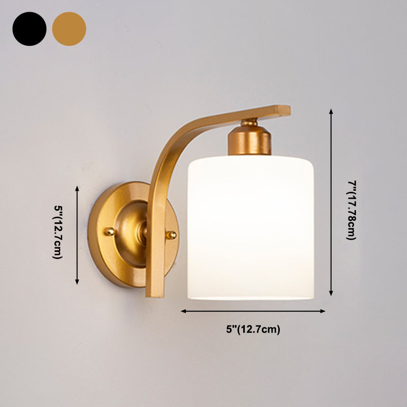 Nordic Style White Glass Sconce Light Fixtures One Head Wall Lamp for Bedroom