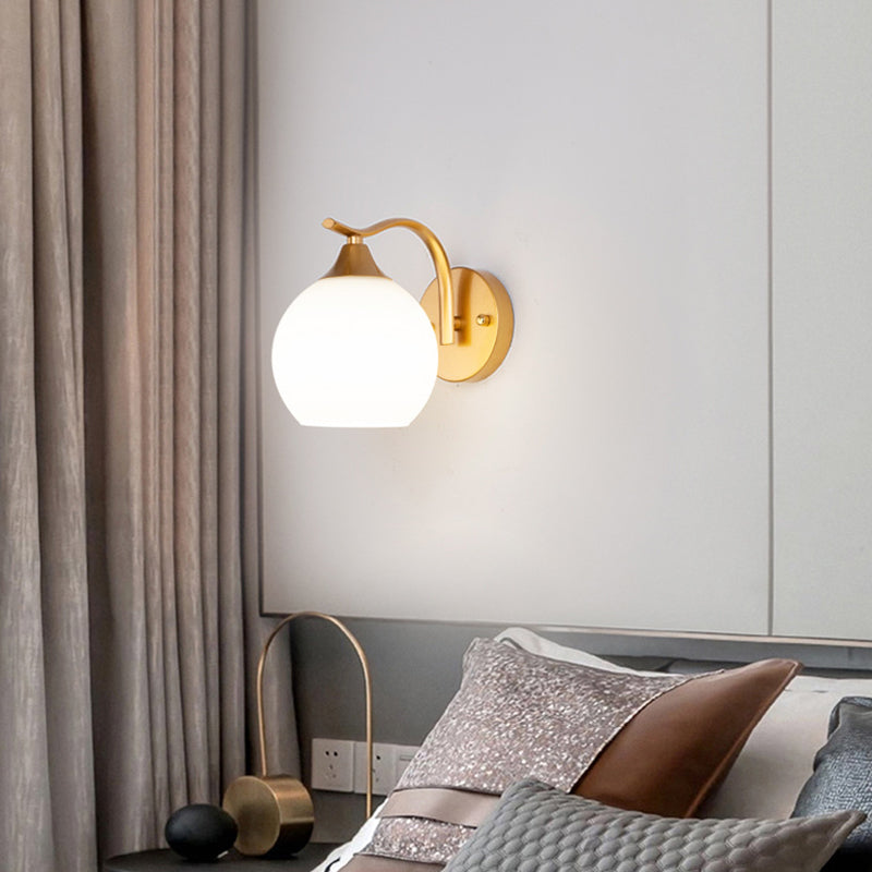 Bedroom Nordic Simple Sconce Light Fixtures 1 Bulb Glass Sphere Wall Mounted Lighting