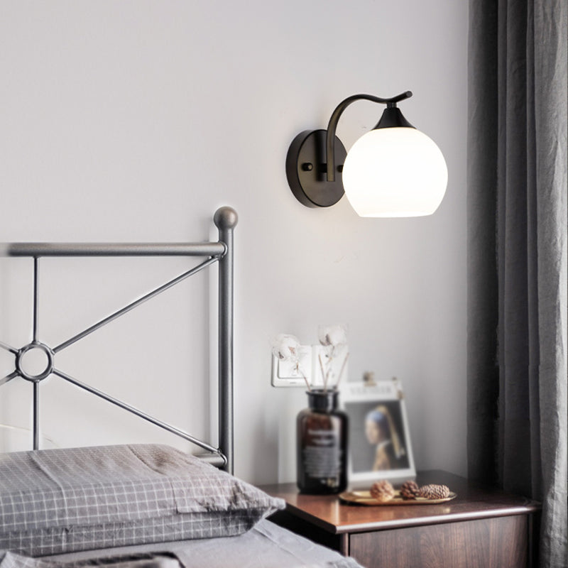 Bedroom Nordic Simple Sconce Light Fixtures 1 Bulb Glass Sphere Wall Mounted Lighting