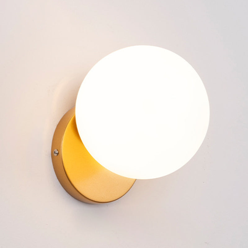 Minimalism Style Glass Ball Sconce Light Fixtures One Head Wall Lamp for Bedroom