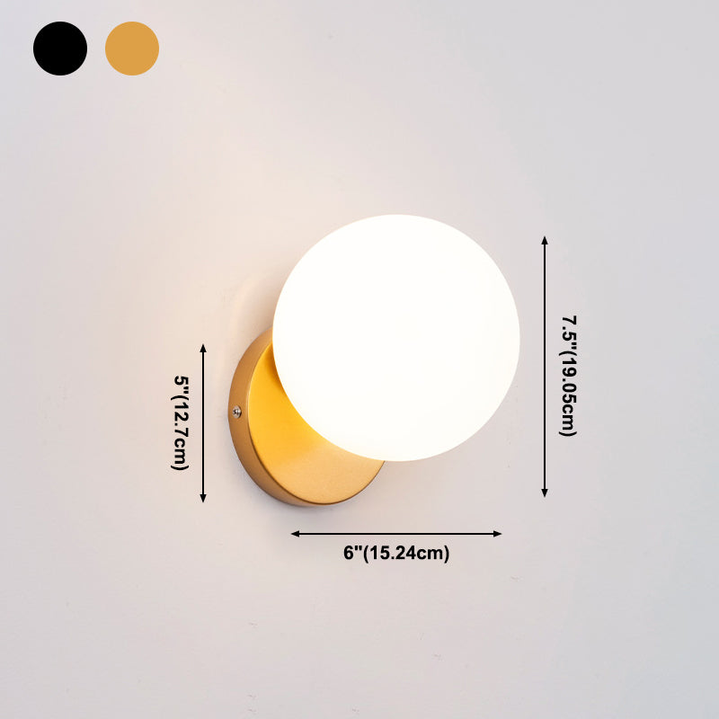 Minimalism Style Glass Ball Sconce Light Fixtures One Head Wall Lamp for Bedroom