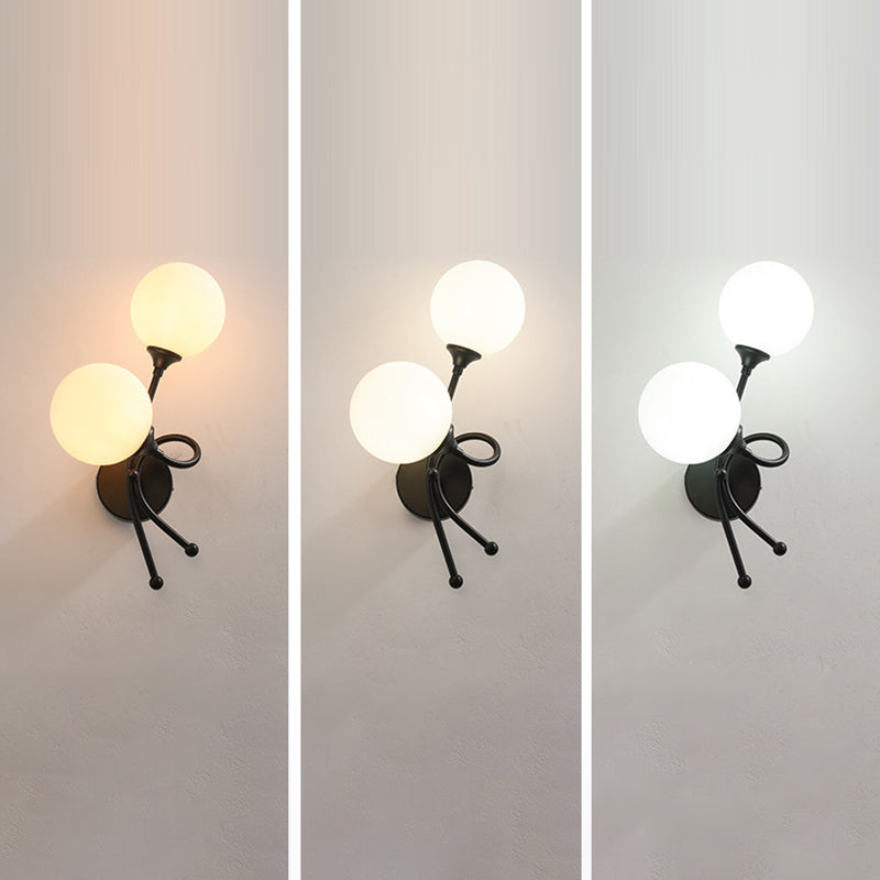 Zeitgenössische Glaswandleuchten mit zwei Kopfmetallwandleuchte für Wohnzimmer