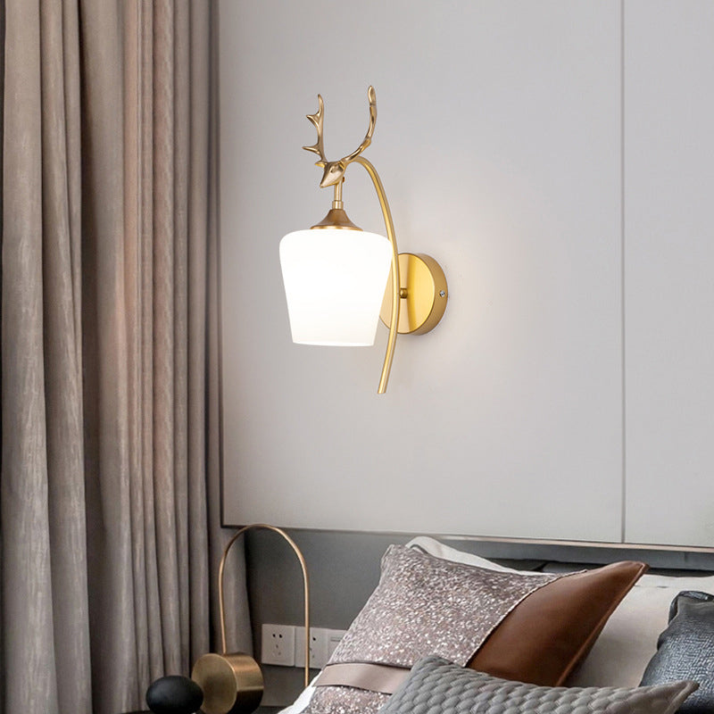 Moderne Glaswandleuchter 1 Kopf Metall -Geweihen -Wandmontage Leuchte für Wohnzimmer