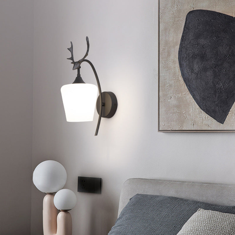 Moderne Glaswandleuchter 1 Kopf Metall -Geweihen -Wandmontage Leuchte für Wohnzimmer