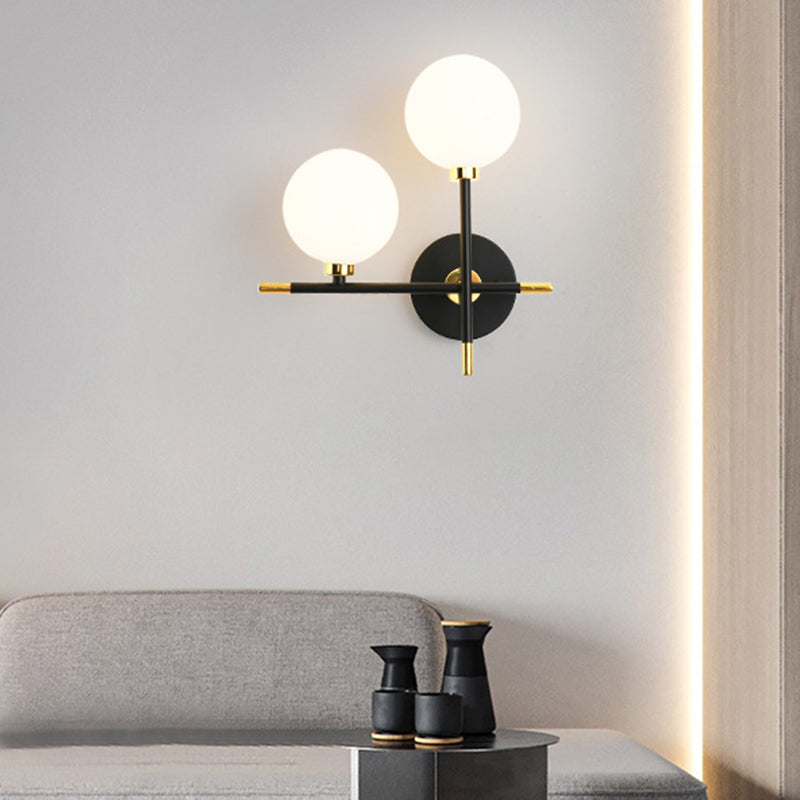 Wohnzimmer Glas Metall Wandleuchte zeitgenössische 2 Kopfwand montierte Leuchte