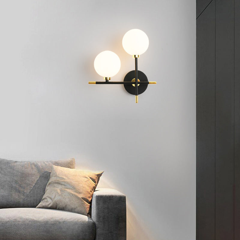 Wohnzimmer Glas Metall Wandleuchte zeitgenössische 2 Kopfwand montierte Leuchte